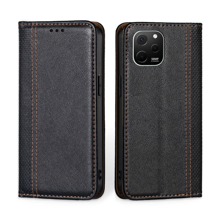 For Huawei nova Y61 Grid Texture Magnetic Flip Leather Phone Case