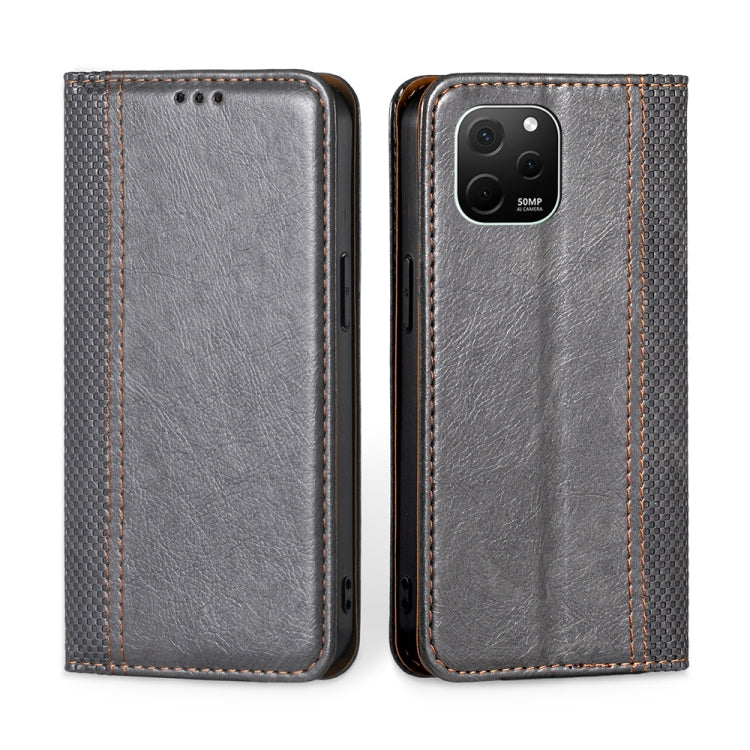 For Huawei nova Y61 Grid Texture Magnetic Flip Leather Phone Case