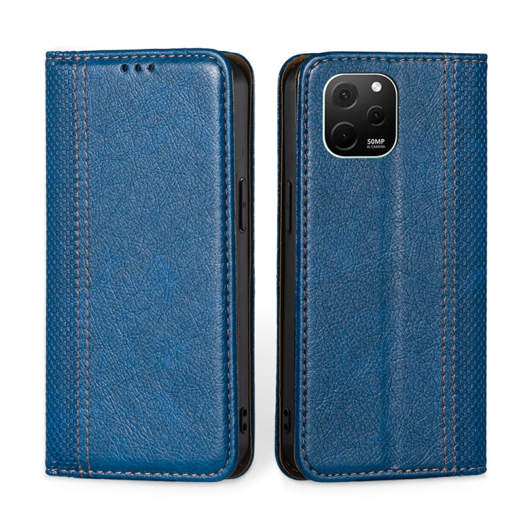For Huawei nova Y61 Grid Texture Magnetic Flip Leather Phone Case