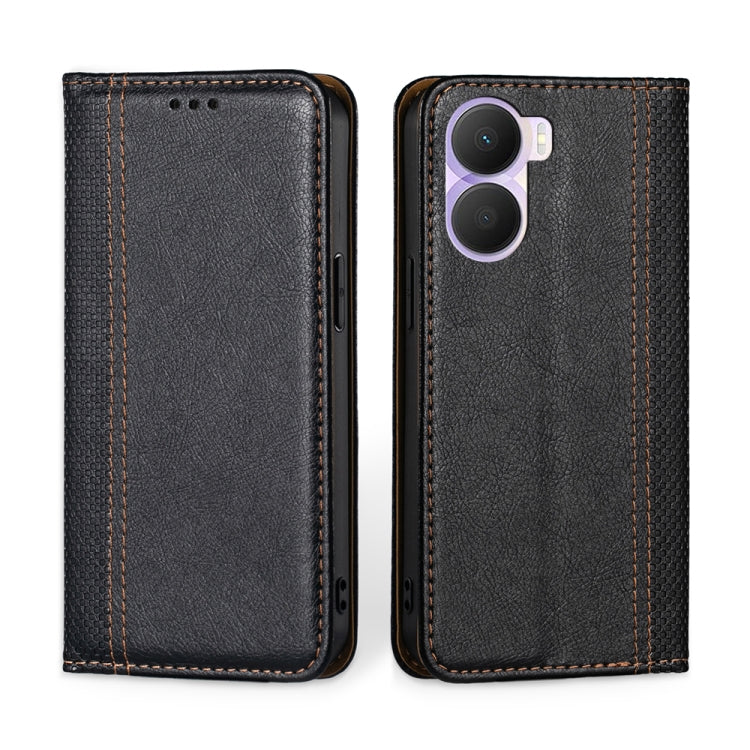 For Honor Play 40 Plus Grid Texture Magnetic Flip Leather Phone Case