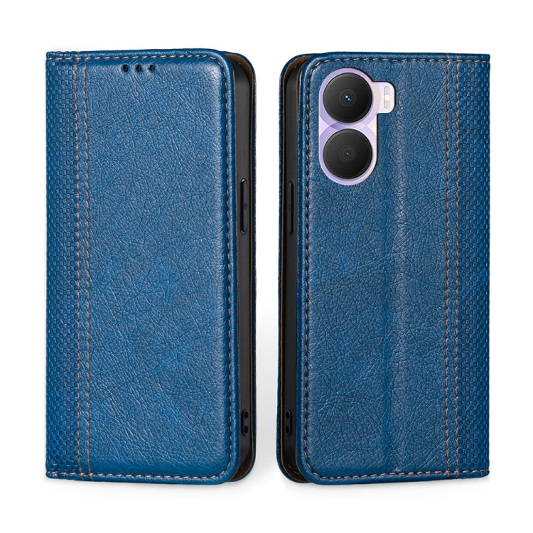 For Honor Play 40 Plus Grid Texture Magnetic Flip Leather Phone Case