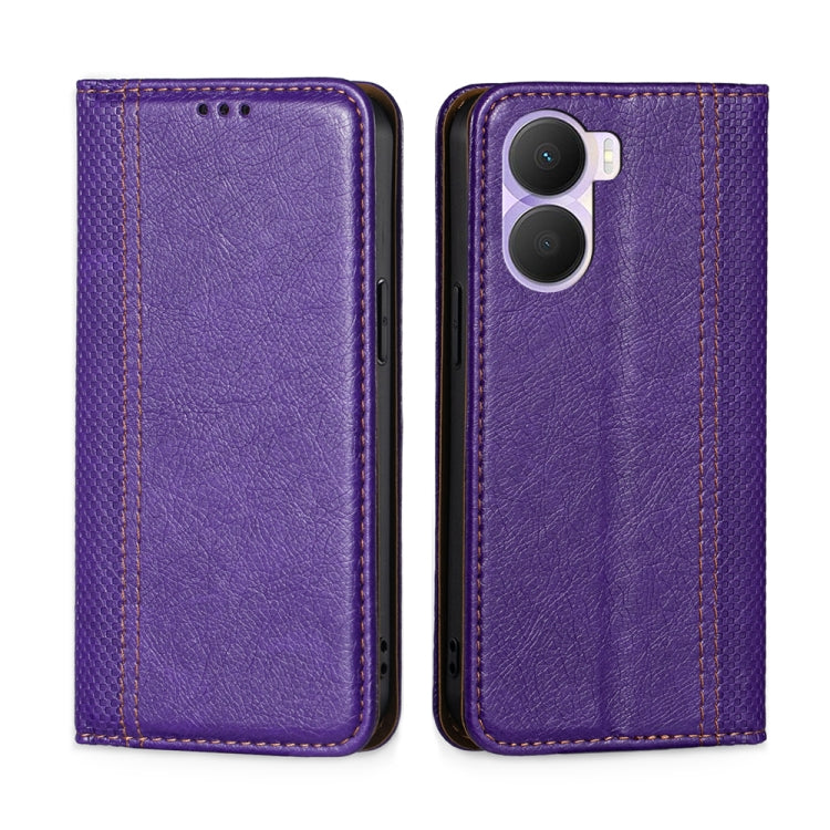 For Honor Play 40 Plus Grid Texture Magnetic Flip Leather Phone Case