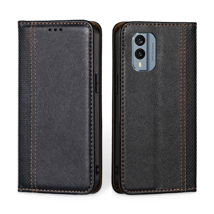 For Nokia X30 5G Grid Texture Magnetic Flip Leather Phone Case