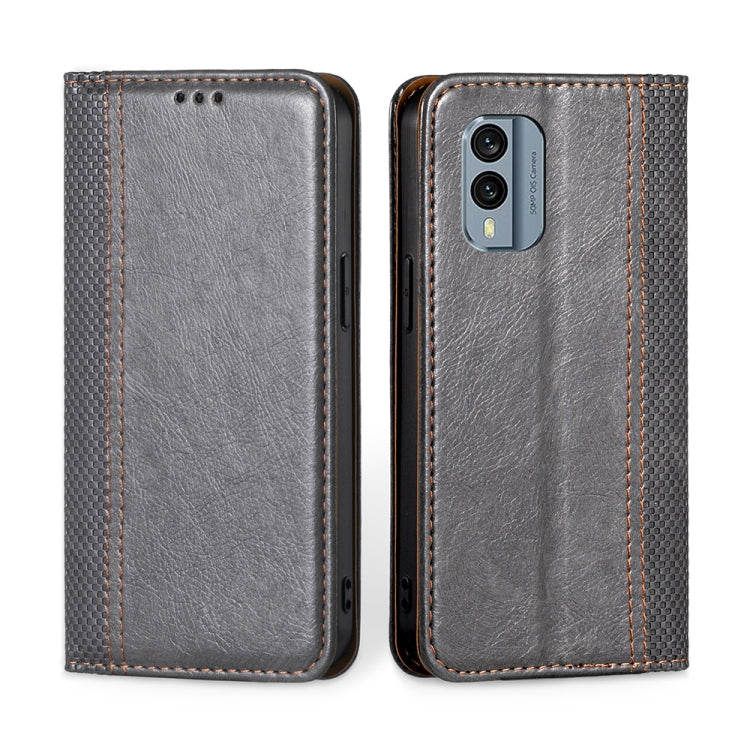 For Nokia X30 5G Grid Texture Magnetic Flip Leather Phone Case