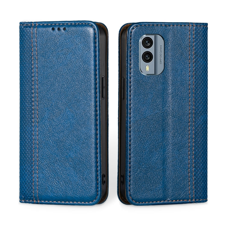 For Nokia X30 5G Grid Texture Magnetic Flip Leather Phone Case
