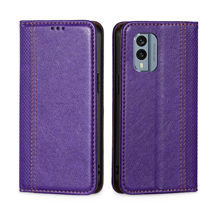 For Nokia X30 5G Grid Texture Magnetic Flip Leather Phone Case