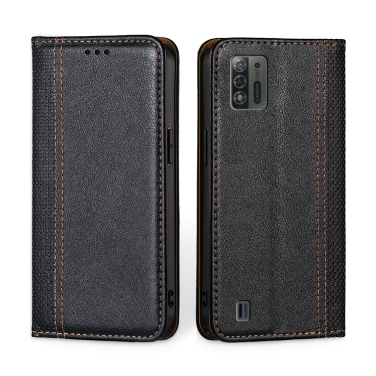 For ZTE Blade A52 Lite Grid Texture Magnetic Flip Leather Phone Case
