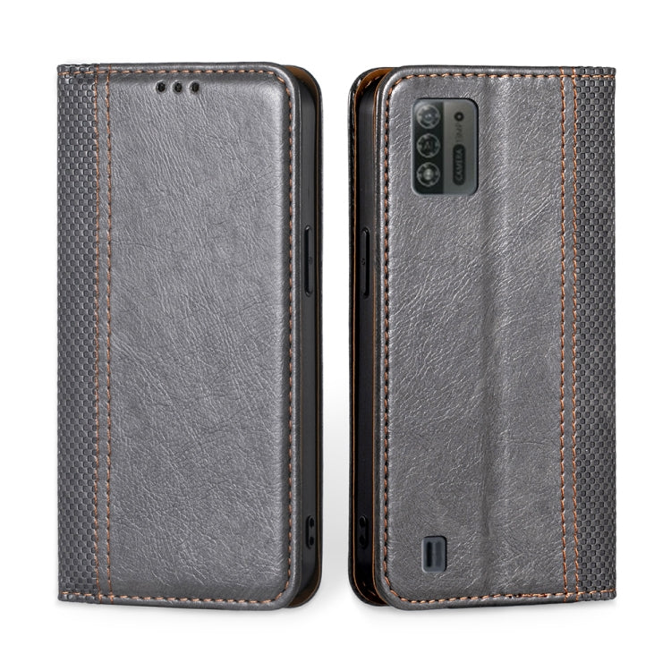 For ZTE Blade A52 Lite Grid Texture Magnetic Flip Leather Phone Case