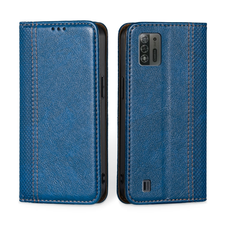 For ZTE Blade A52 Lite Grid Texture Magnetic Flip Leather Phone Case