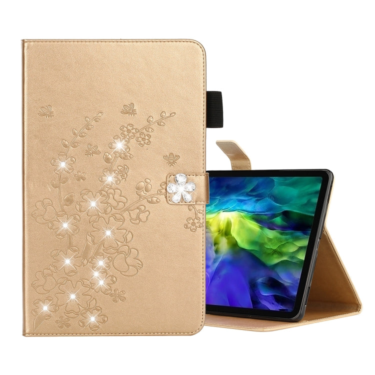 For iPad Pro 11 (2020) Diamond Encrusted Plum Blossom Embossing Pattern Horizontal Flip Leather Tablet Case with Holder & Card Slot