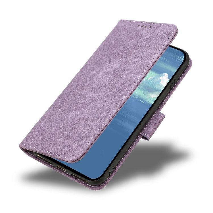 For iPhone 14 Pro Dual-Fold Stripe Texture Buckle Leather Phone Case