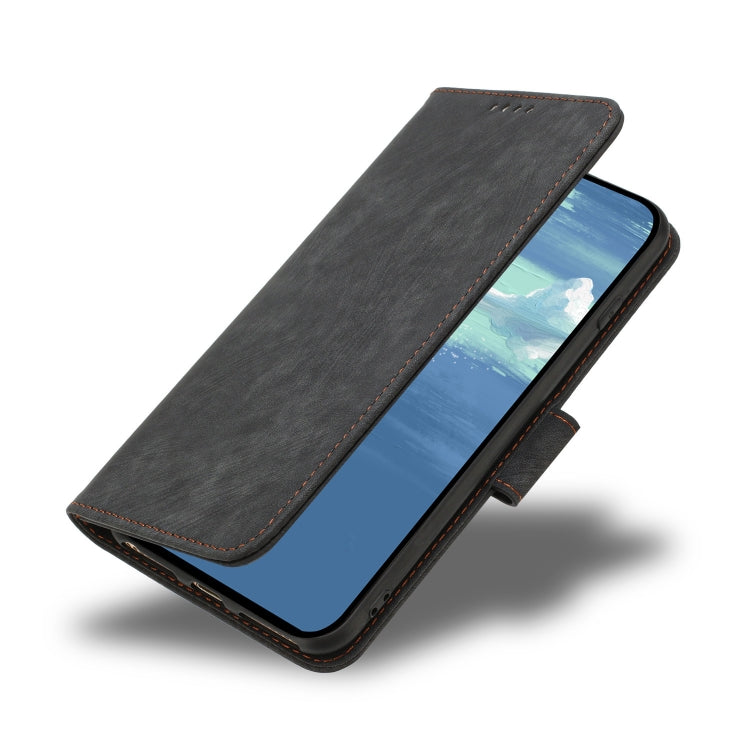 For iPhone 14 Pro Dual-Fold Stripe Texture Buckle Leather Phone Case