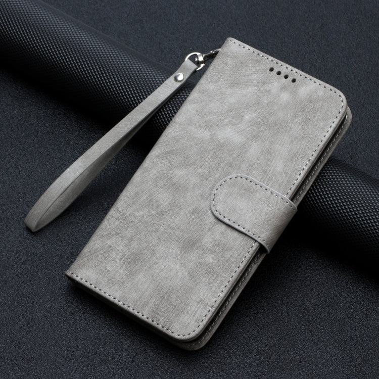 For iPhone 14 Pro Dual-Fold Stripe Texture Buckle Leather Phone Case
