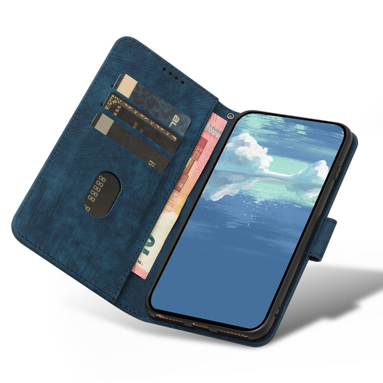For iPhone 13 mini Dual-Fold Stripe Texture Buckle Leather Phone Case