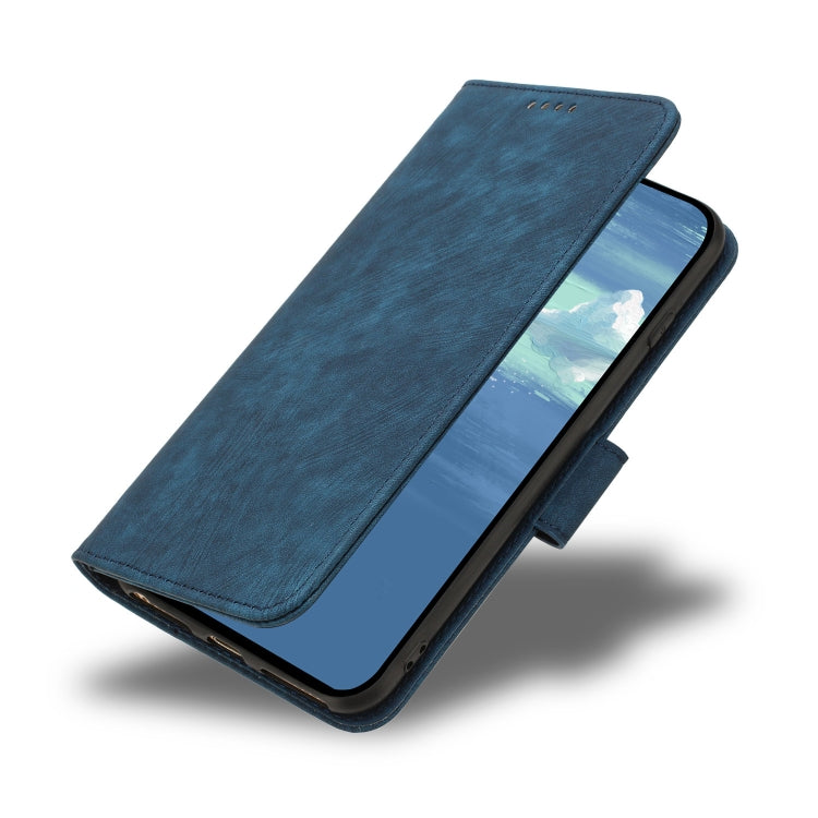 For iPhone 13 mini Dual-Fold Stripe Texture Buckle Leather Phone Case