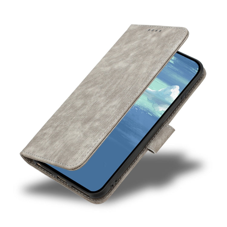 For iPhone 13 mini Dual-Fold Stripe Texture Buckle Leather Phone Case