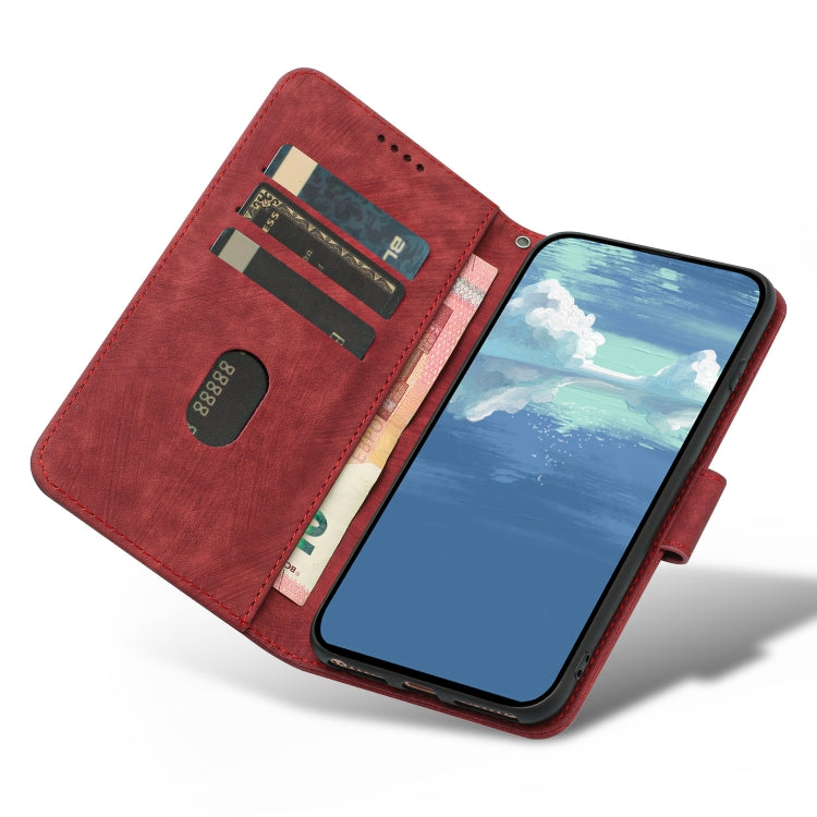 For iPhone 13 mini Dual-Fold Stripe Texture Buckle Leather Phone Case