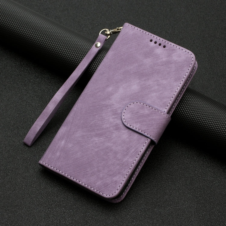 For iPhone 13 Dual-Fold Stripe Texture Buckle Leather Phone Case