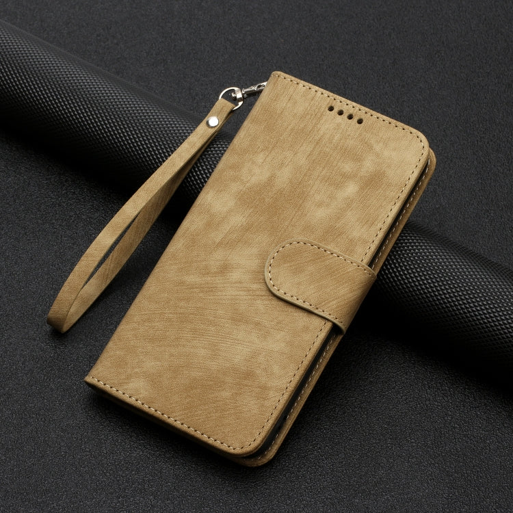 For iPhone 13 Pro Dual-Fold Stripe Texture Buckle Leather Phone Case