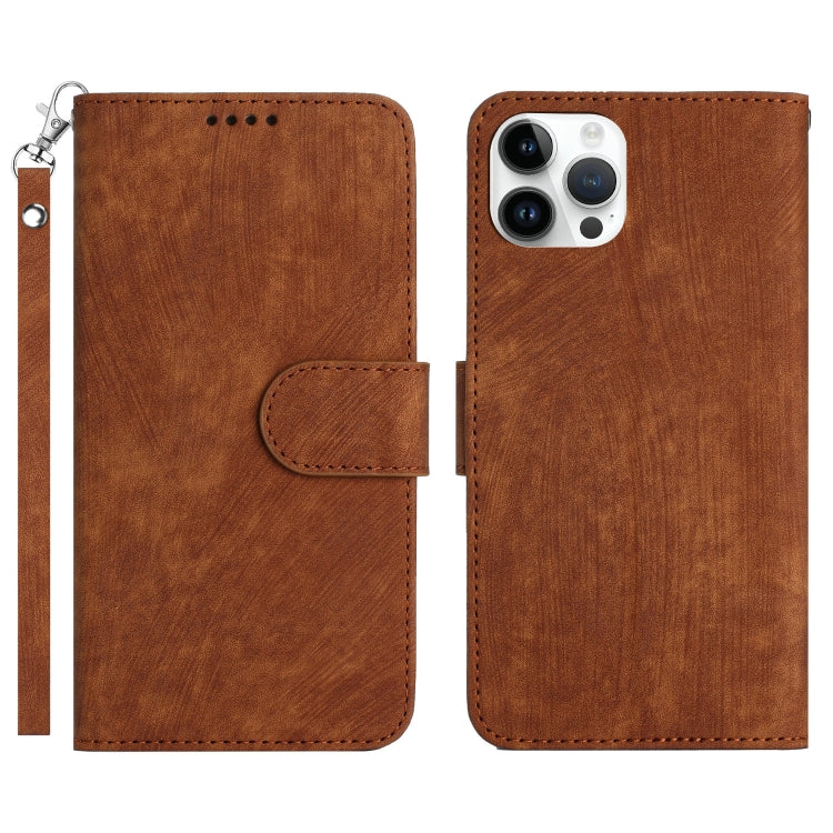 For iPhone 13 Pro Dual-Fold Stripe Texture Buckle Leather Phone Case