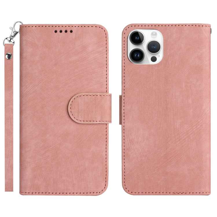 For iPhone 13 Pro Max Dual-Fold Stripe Texture Buckle Leather Phone Case