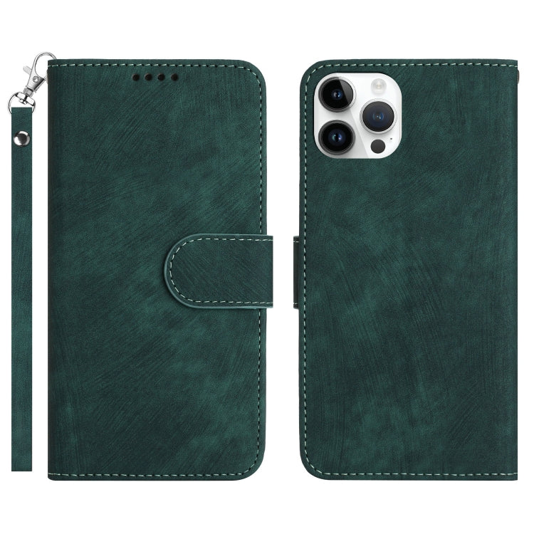 For iPhone 12 Dual-Fold Stripe Texture Buckle Leather Phone Case