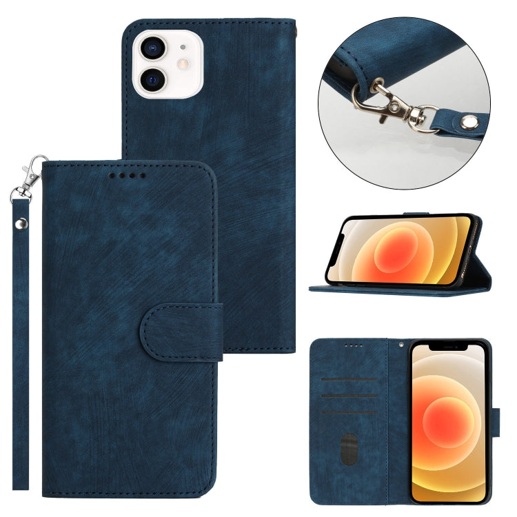 For iPhone 11 Dual-Fold Stripe Texture Buckle Leather Phone Case