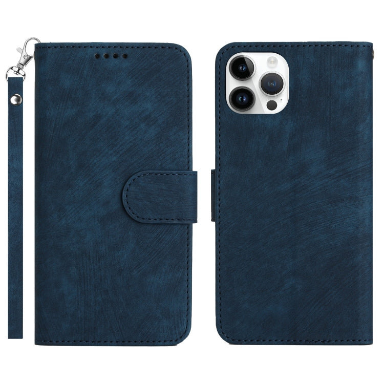 For iPhone 11 Dual-Fold Stripe Texture Buckle Leather Phone Case