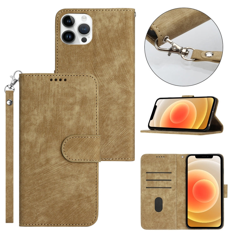 For iPhone 11 Pro Dual-Fold Stripe Texture Buckle Leather Phone Case