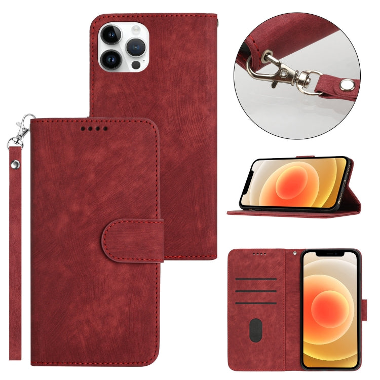 For iPhone 11 Pro Dual-Fold Stripe Texture Buckle Leather Phone Case