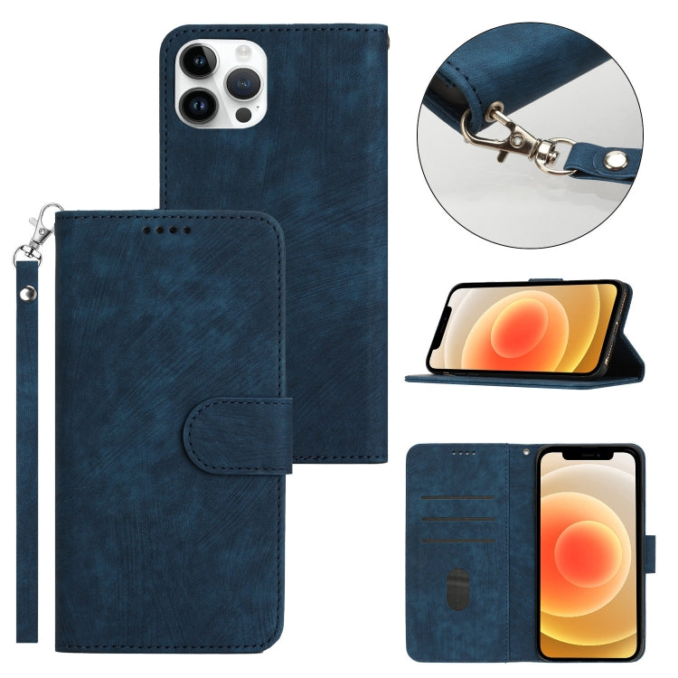 For iPhone 11 Pro Max Dual-Fold Stripe Texture Buckle Leather Phone Case