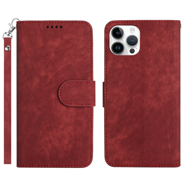 For iPhone 11 Pro Max Dual-Fold Stripe Texture Buckle Leather Phone Case