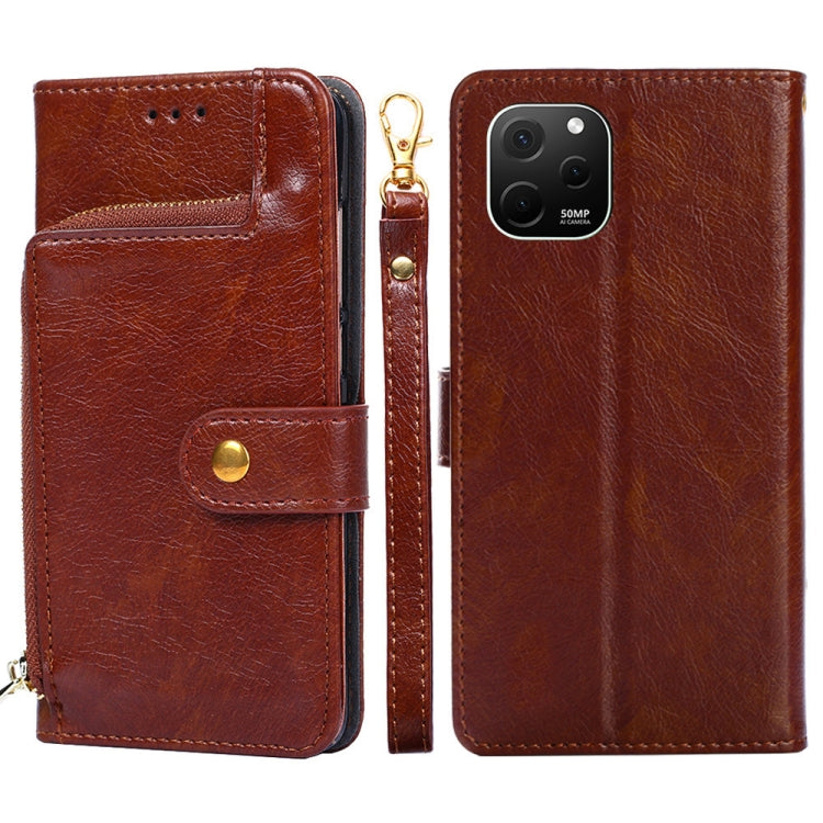 For Huawei nova Y61 Zipper Bag Leather Phone Case