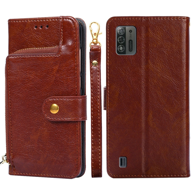 For ZTE Blade A52 Lite Zipper Bag Leather Phone Case