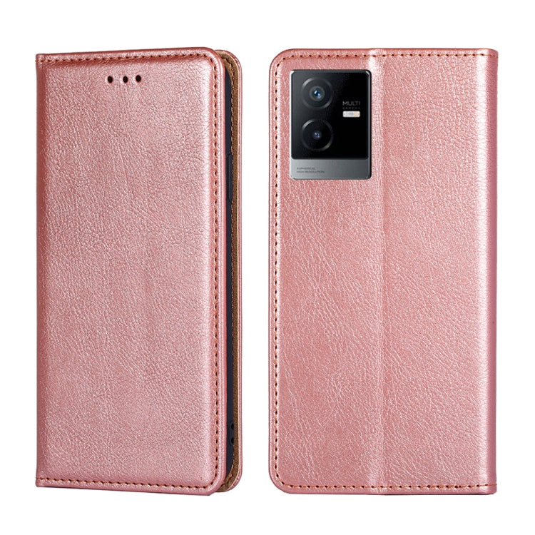 For vivo T2x 5G/Y73t/iQOO Z6x Gloss Oil Solid Color Magnetic Leather Phone Case