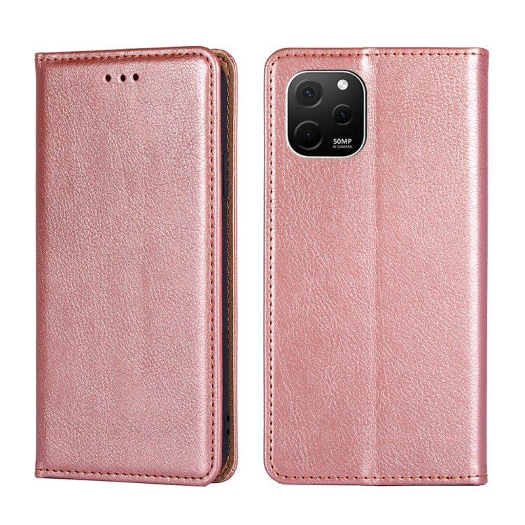 For Huawei nova Y61 Gloss Oil Solid Color Magnetic Leather Phone Case