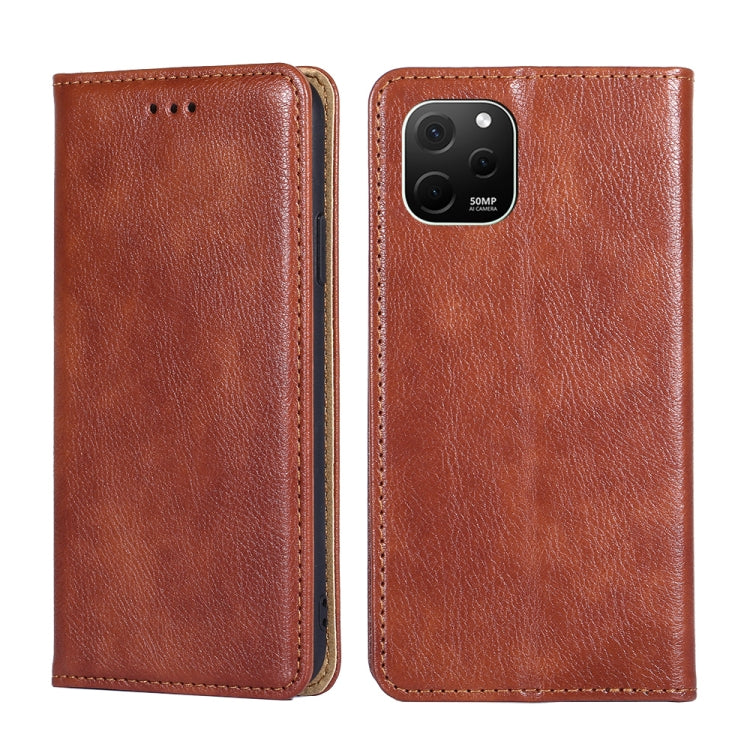 For Huawei nova Y61 Gloss Oil Solid Color Magnetic Leather Phone Case