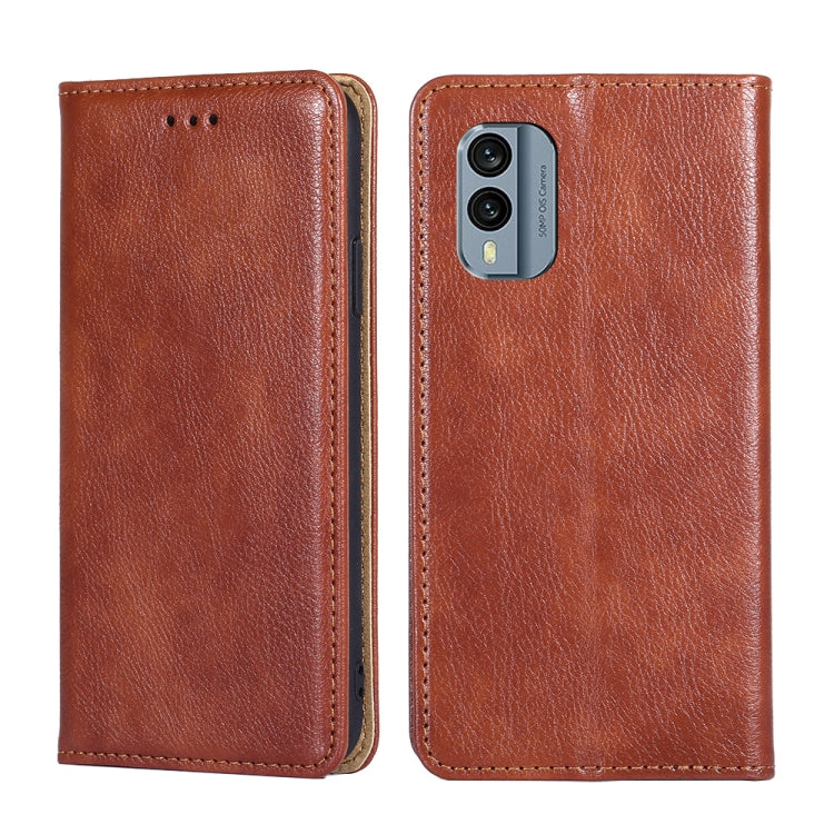 For Nokia X30 5G Gloss Oil Solid Color Magnetic Leather Phone Case