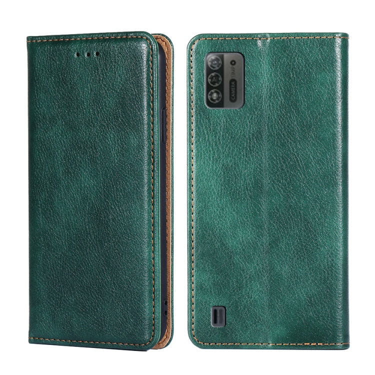 For ZTE Blade A52 Lite Gloss Oil Solid Color Magnetic Leather Phone Case