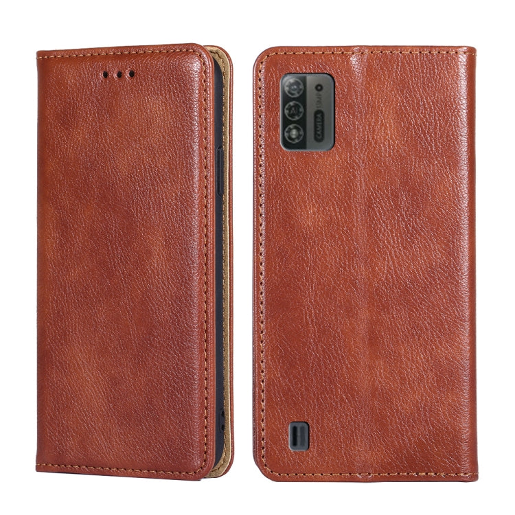 For ZTE Blade A52 Lite Gloss Oil Solid Color Magnetic Leather Phone Case