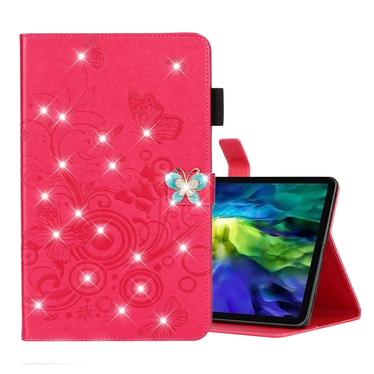 For iPad Pro 11 (2020) Diamond Encrusted Butterflies Embossing Pattern Horizontal Flip Leather Tablet Case with Holder & Card Slot
