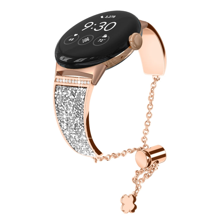 For Google Pixel Watch 20mm Diamond Chain Adjustable Watch Band