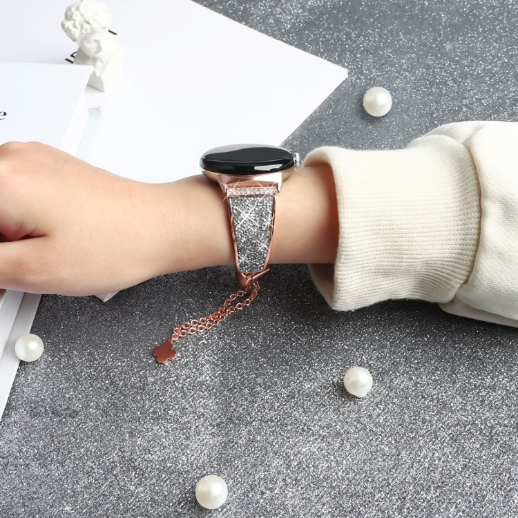 For Google Pixel Watch 20mm Diamond Chain Adjustable Watch Band