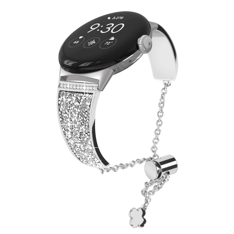 For Google Pixel Watch 20mm Diamond Chain Adjustable Watch Band
