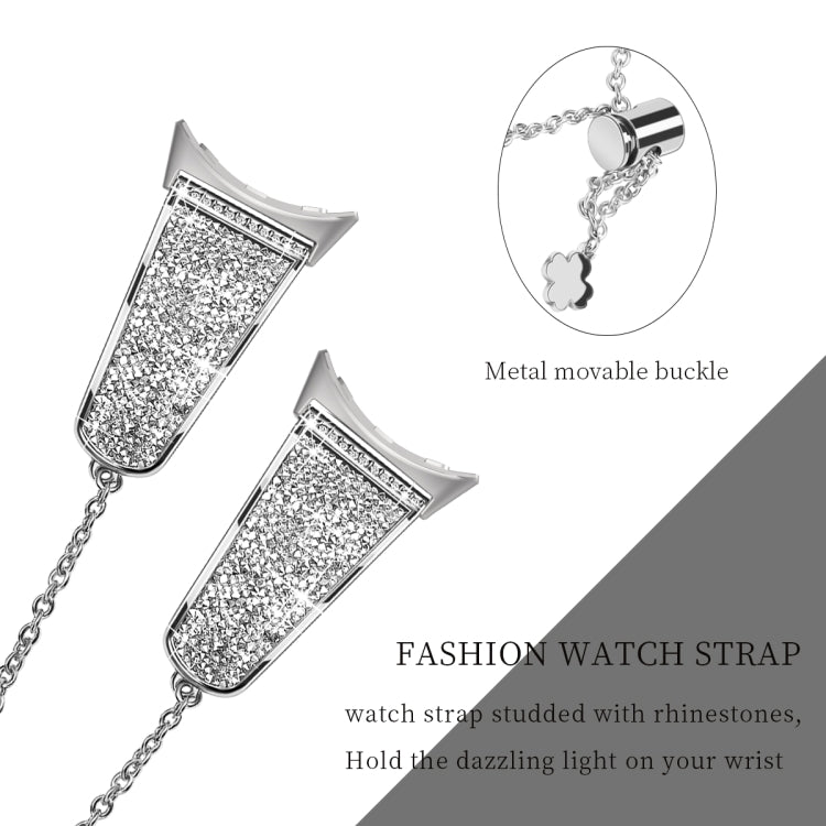 For Google Pixel Watch 20mm Diamond Chain Adjustable Watch Band