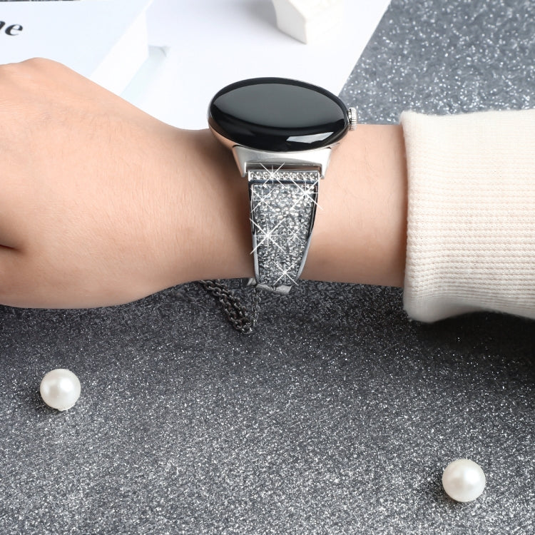 For Google Pixel Watch 20mm Diamond Chain Adjustable Watch Band
