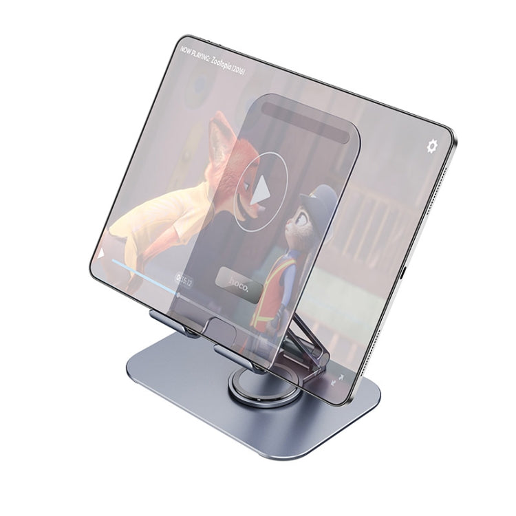 hoco PH50 Plus Ivey Dual Axis Rotating Metal Tablet Desktop Holder(Metal Grey)