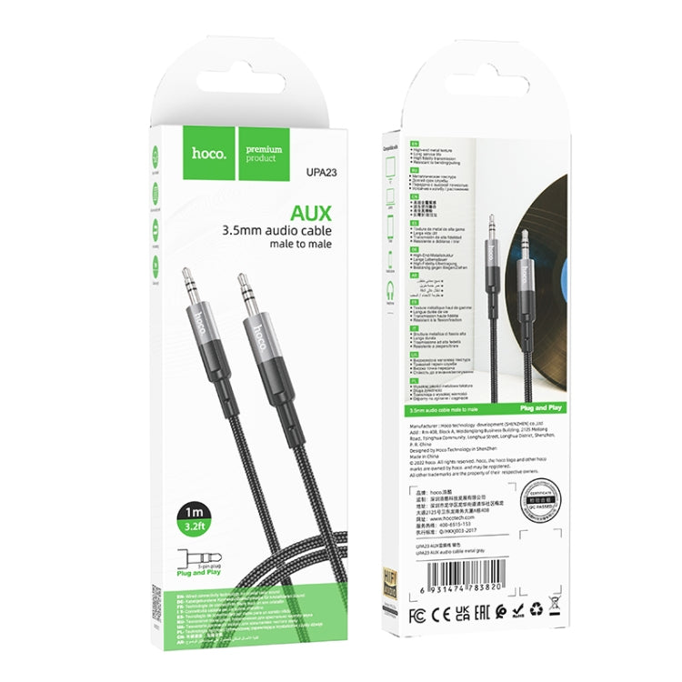 hoco UPA23 3.5mm AUX Audio Cable, Length: 1m(Metal Grey)