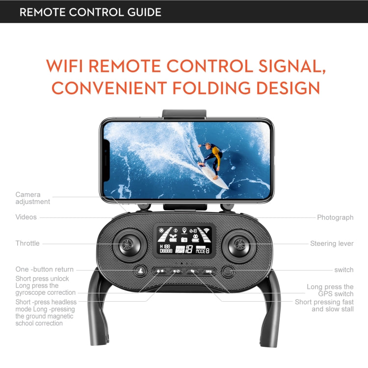 LSRC-S+ 5GHz 6K Dual Camera GPS Aerial RC Drone Quadcopter, Model:No Obstacle Avoidance(Black)