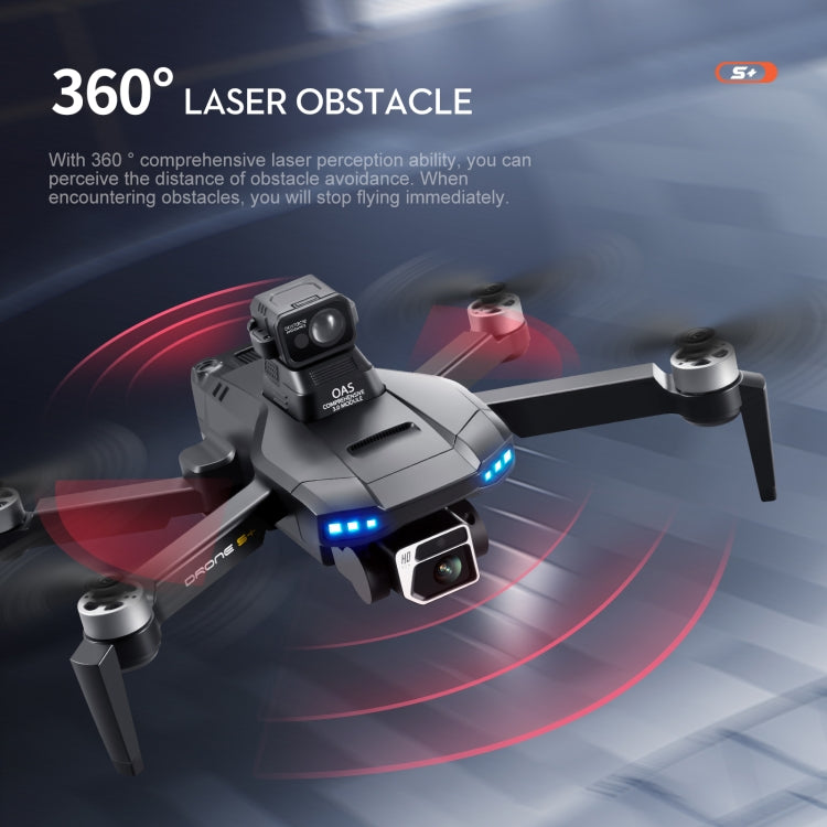 LSRC-S+ 5GHz 6K Dual Camera GPS Aerial RC Drone Quadcopter, Model:Laser Obstacle Avoidance(Black)